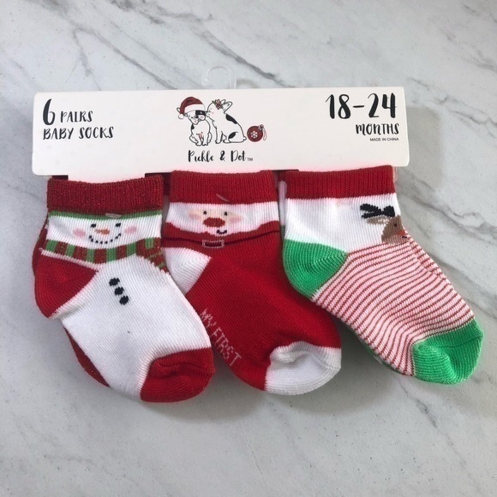 Pickle & Dot Christmas Socks 6 Pairs BabyNWT